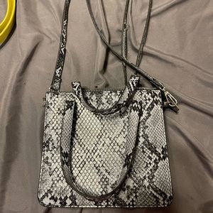 grey and black snakeskin type crossbody